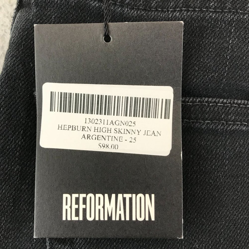 NWT Reformation Jeans Womens Hepburn Skinny Jeans Size 25 Black High Rise - Picture 4 of 11
